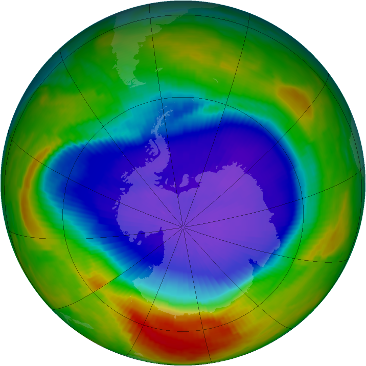 Antarctic ozone map for 23 September 1996
